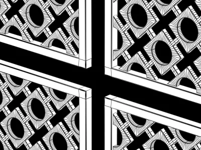  Wood Arabic Islamic pattern decorative grill screen 3D model