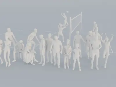 03 CROWDS SPORT SUMMER SITTING PEOPLE SCANS MAN WOMAN 3D print model