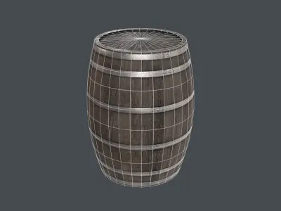 Wooden barrel - low-poly 3d model - game ready Free low-poly 3D model