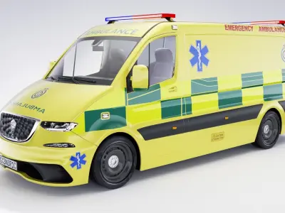 Generic UK Ambulance v32 Low-poly 3D model