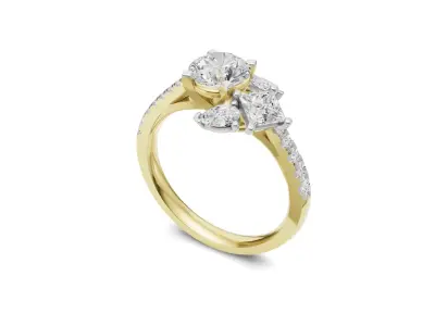 Unique Multi-Shaped Diamond Engagement Ring 3D print model