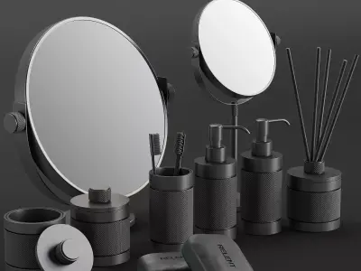 088 Bathroom decor set ACCESSORIES Charcoal Matte 00 3D model