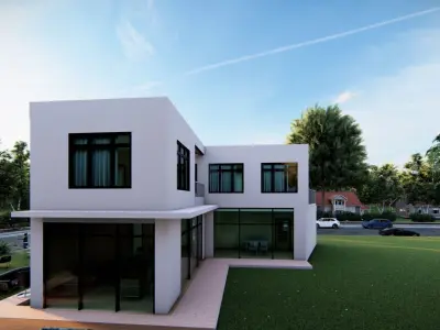 L Shape 3D House Model Low-poly 3D model