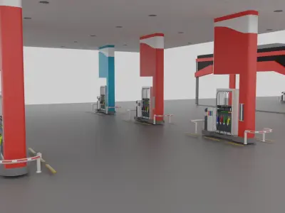 Gas Station Low-poly 3D model order