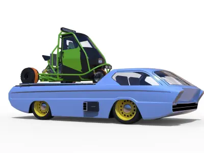 Dodge Deora with Ape rally car 3D model