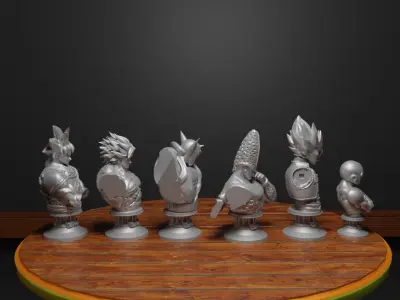 Anime Figure Chess Set Anime Character Chess Pieces V3 3D print model