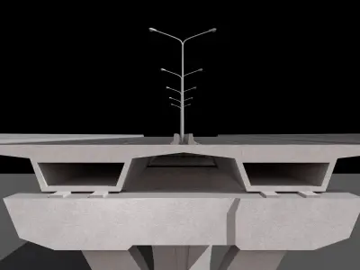Highway concrete structure with lamp on top Low-poly 3D model