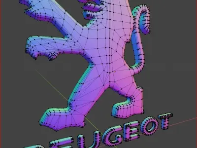 Peugeot Car Badge Low-poly 3D model