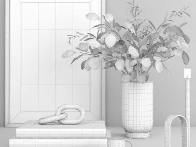 decorative set with eucalyptus  bouquet  3D model