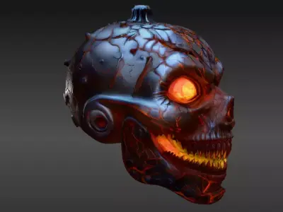 Lava Fire Horror Face Pumpkin Halloween 3D Model  3D model