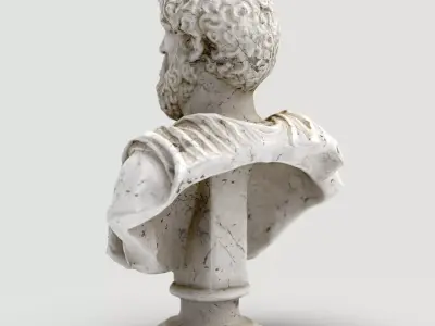 Bust of Marcus Aurelius  Game Ready STL 3D Print Ready   Low-poly 3D model