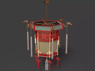 Chinese palace lantern  Low-poly 3D model