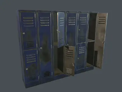 Old Damaged Metal Locker PBR Game Ready Low-poly 3D model