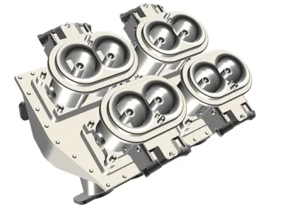 Pro Stock Tunnel Ram Intake with Split Dominator Carbs 3D print model