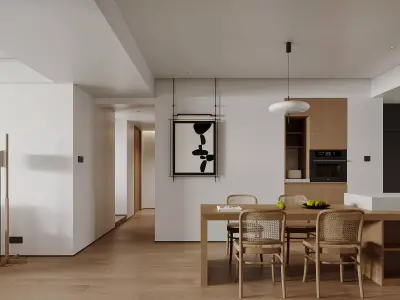 Modern living room dining room interior scenes 159 3D model