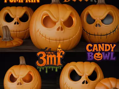 Jack Skellington Pumpkin Halloween Decor  Candy Bowl 3D print model