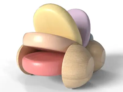 Wooden Car Toy for baby Low-poly 3D model