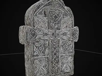 Knotted Engraved Cross Standard Gravestone Low-poly 3D model