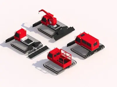 Cartoon Low Poly Winter Snow Vehicles Pack  Low-poly 3D model