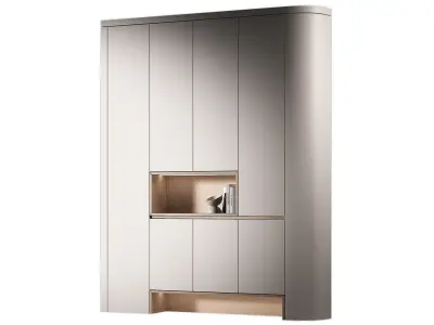 Modular Rounded Cabinet Furniture Minimal White Wardrobe kit 3D model