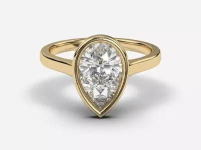 Pear Diamond Bezel Setting Solitaire Diamond Ring 3D print model