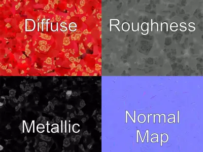 Luxurious Red Gift Box with Floral Motifs model pack Low-poly 3D model