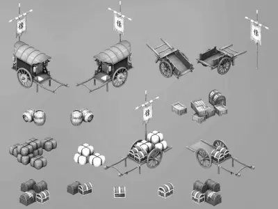 Game Carriage wooden barrel jewelry box 3D model