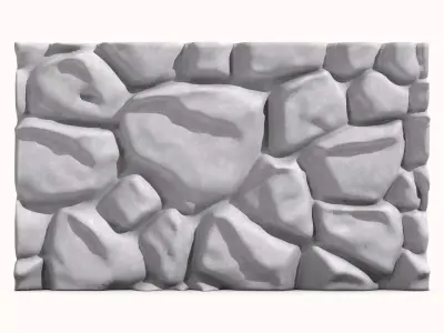 Dark Rubble Stone Wall Detail 3D model