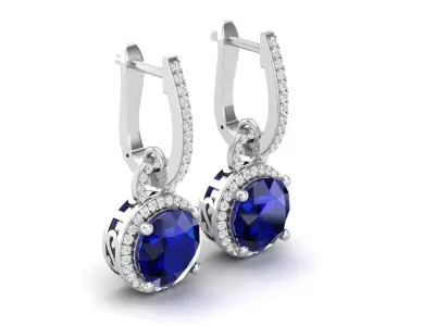 AV 382 Round Diamond Ladies Dangling Drop Earrings 3D print model
