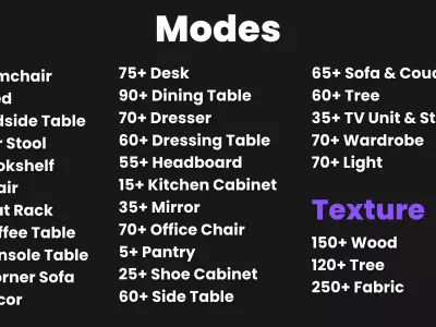 1650  Furniture Models  600 PBR Textures  3D model