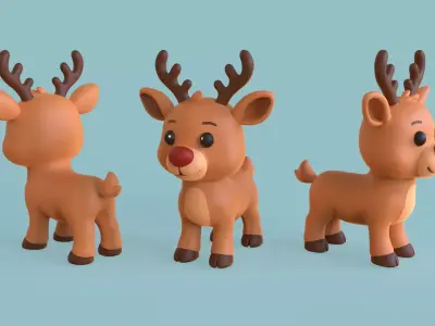 Cartoon Reindeer  Low-poly 3D model
