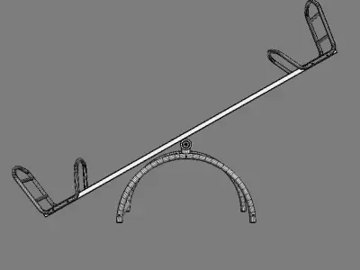 Child Playground Wooden Swing 5 3D model