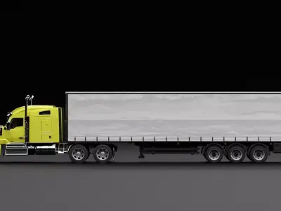 Kenworth 990 Truck Yellow 3D model