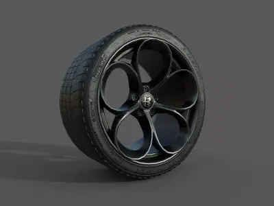 Alfa Romeo Rim and Tire 3D print model