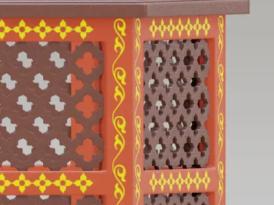 Hexagonal ornate Moroccan table 04 3D model