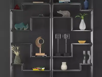 Metal Shelf Decorative Set 3D model