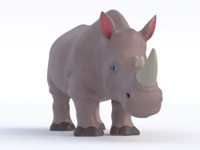 Cartoon Rhino Low-poly 3D model