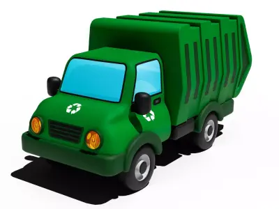 Cartoon Garbage Truck Low-poly 3D model