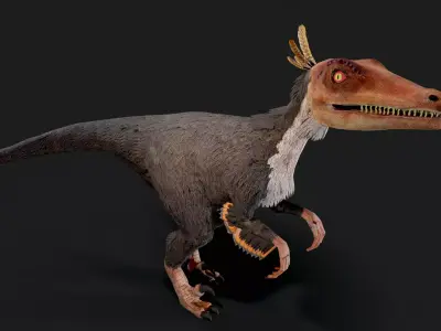Velociraptor Dinosaur Animated Low Poly Low-poly 3D model