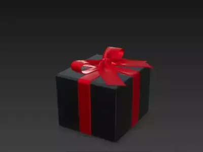 3D Black Gift Box Red Ribbon Black Friday 3D print model