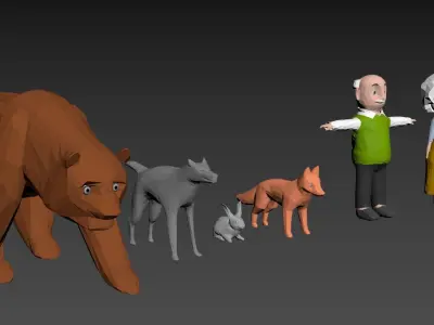 bun cartoon Low-poly 3D model