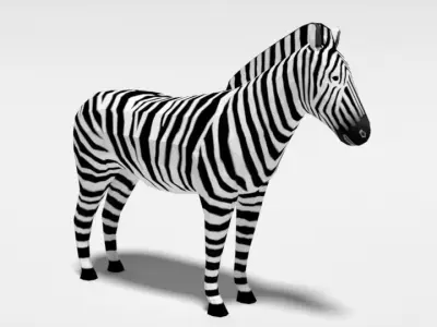 Low Poly Cartoon Zebra Low-poly 3D model