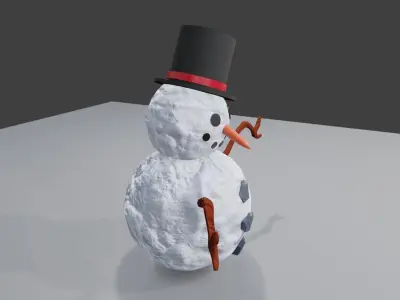 Snowman High Poly - Boneco de Neve Low-poly 3D model