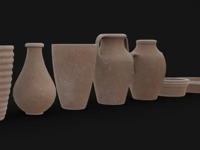 Clay Pots 01 Low-poly 3D model