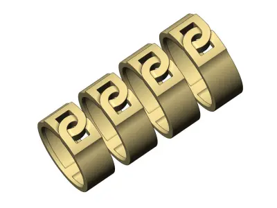 Stepped overlapping DD link 8mm wide band US sizes 6to9 3D print model