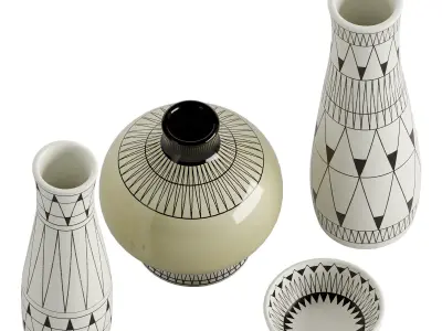 Set Bowl and 3 Vases by Aribia 3D model