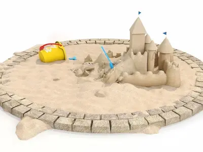 Destroyed Sandcastle with Toys 3D model