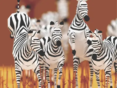 Zebras zebra Low-poly 3D model