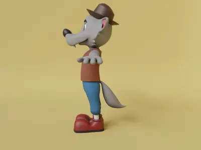 Cartoon Biped Wolf 3D model