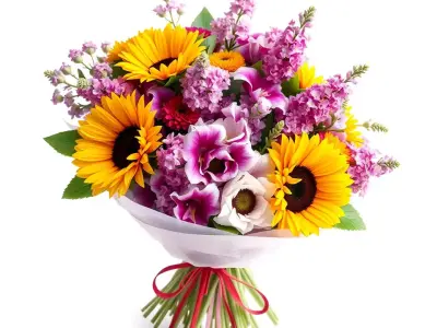 Vibrant Floral Bouquet model pack Low-poly 3D model